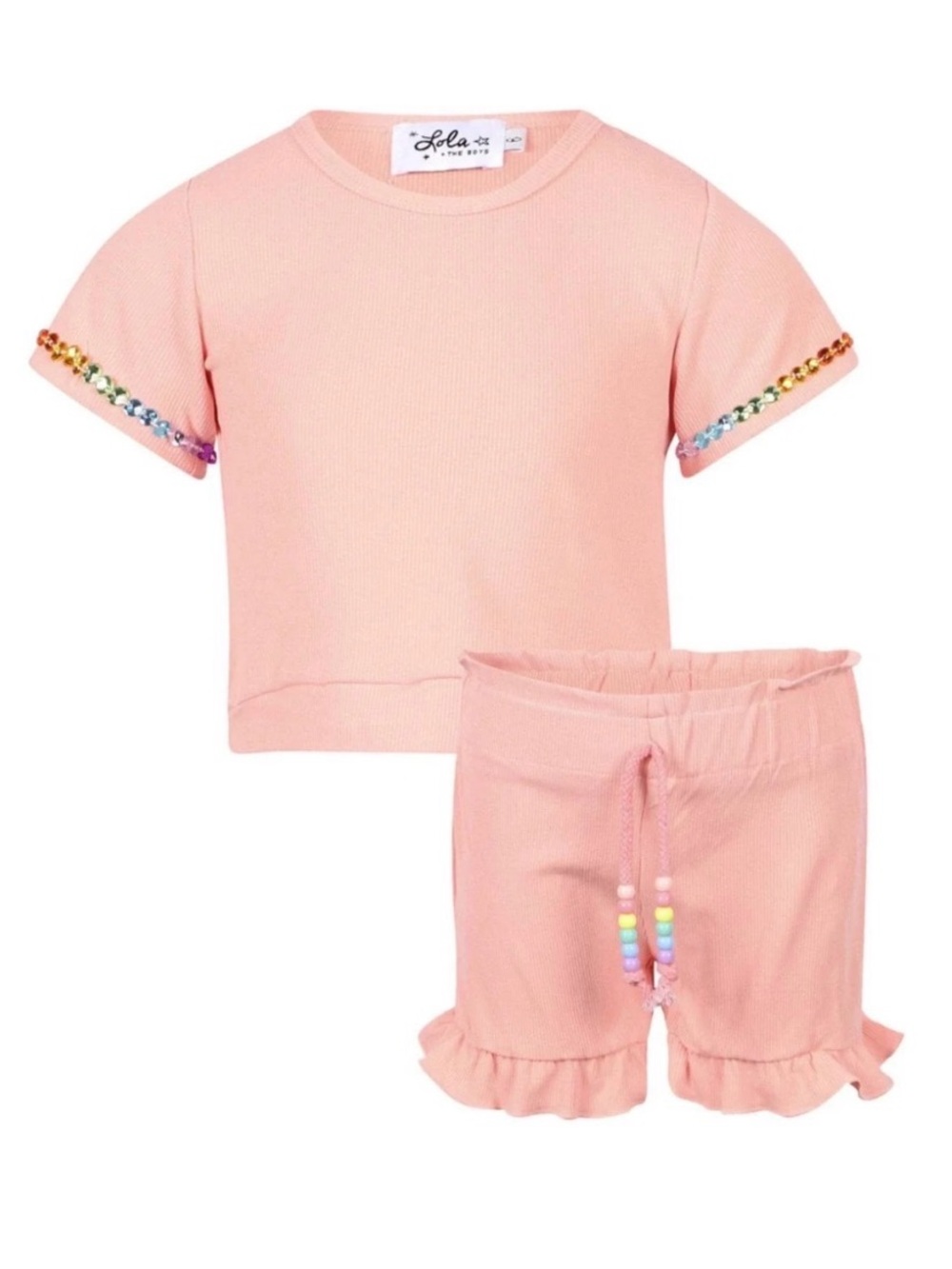 Lola and the Boys candy gem beaded ruffle two piece set